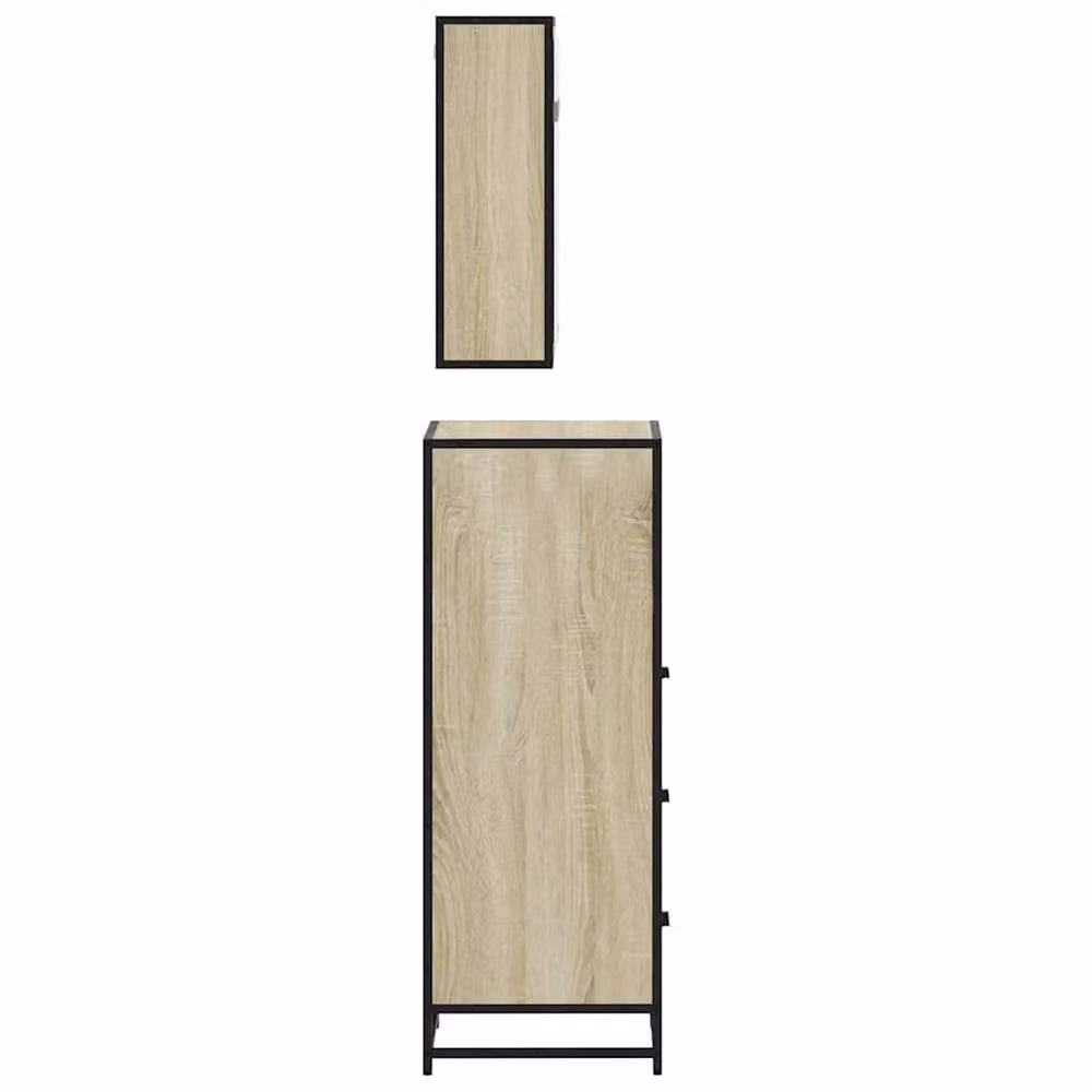 Berkfield Home 3 Piece Industrial Bathroom Furniture Set in Beige Sonoma Oak – 3