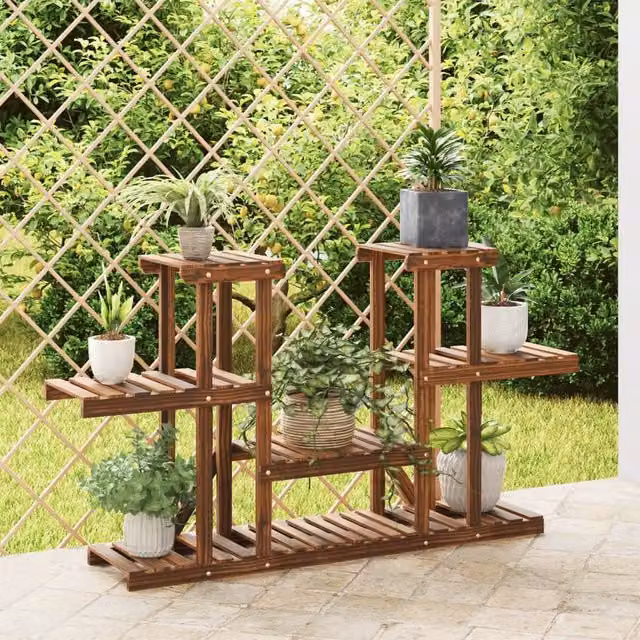 Berkfield Home Retro Solid Wood Flower Stand in Brown, W/D/H: 110 x 25 x 73 cm