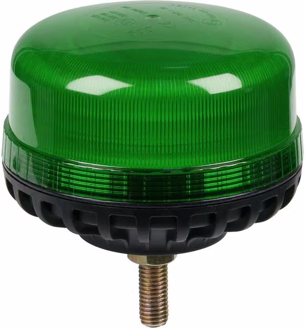 Loops Green Fixed LED Rotating Beacon Light 12V / 24V with 12mm Threaded Fixing Bolt
