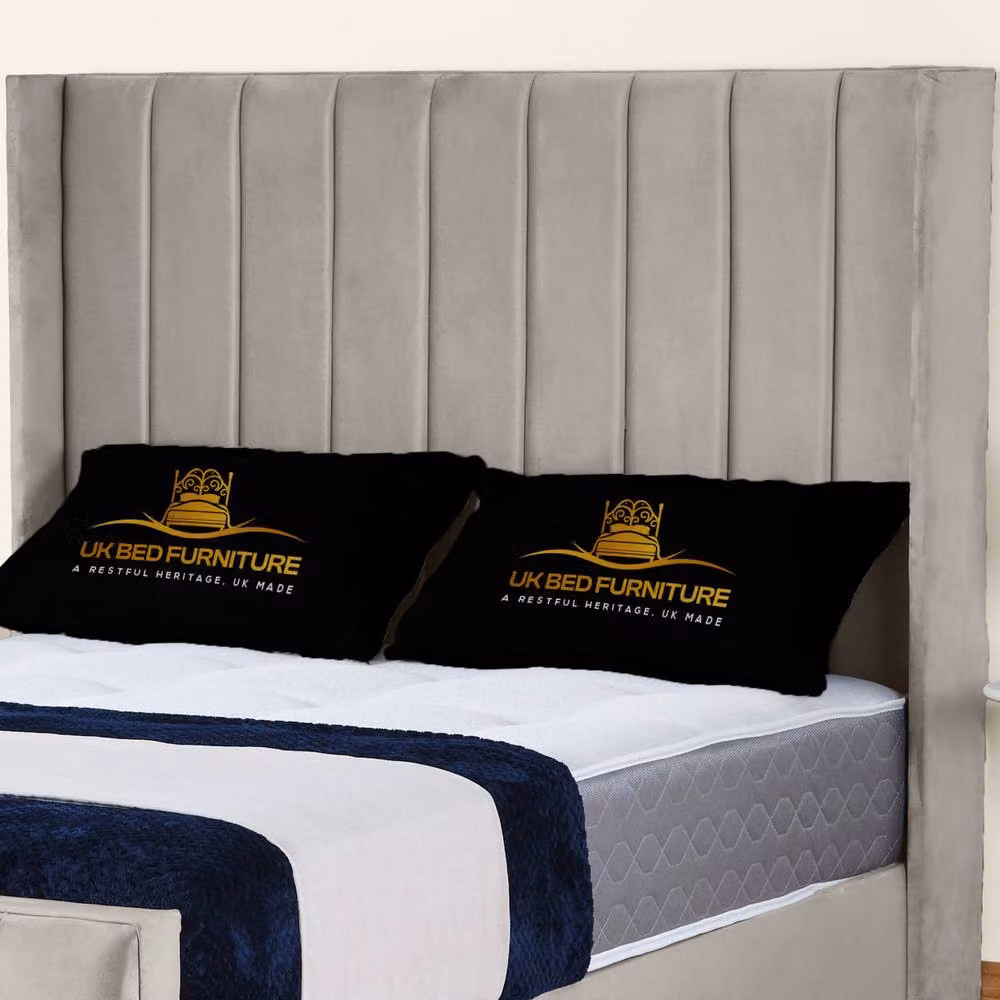 UK Bed Furniture Empire Winged Gas Lift Ottoman Upholstered Bed in Beige, Size: Single (90 x 190 cm) – 2
