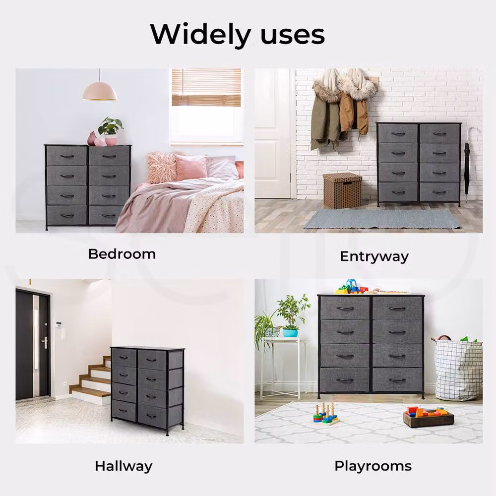 Levede 8 Drawer Fabric Chest of Drawers in Grey – 5