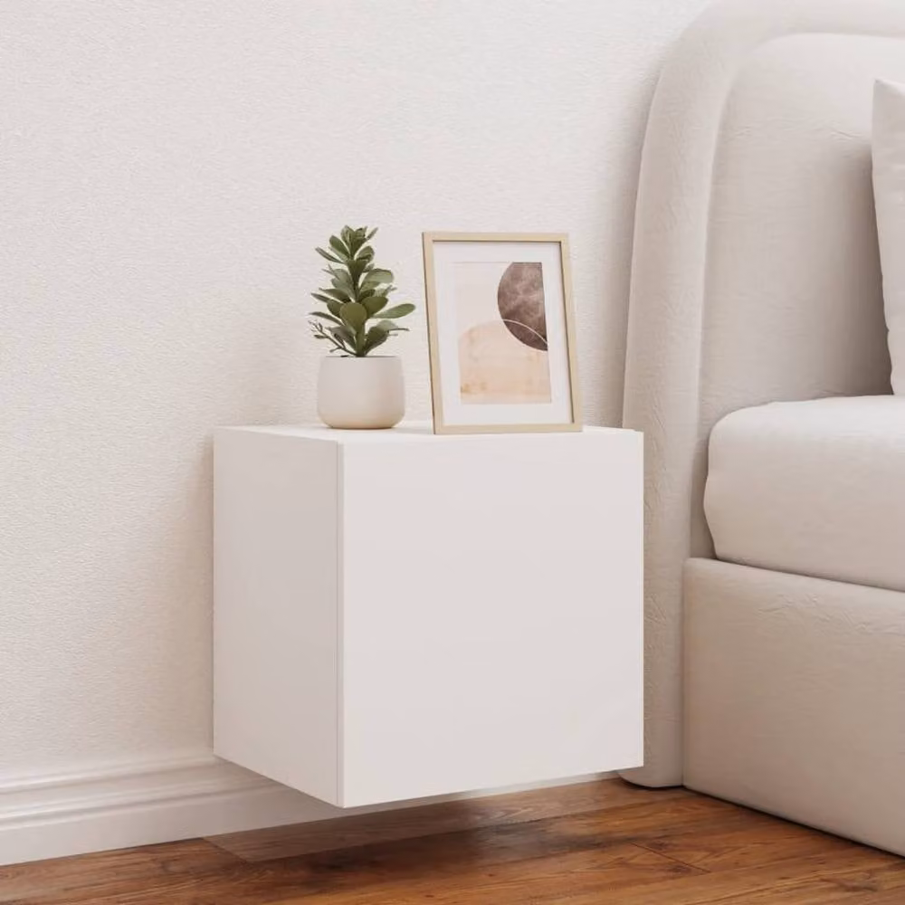 Berkfield Home Modern White TV Wall Cabinet with LED Lights W/D/H: 40.5 x 35.0 x 40.0 cm – 3