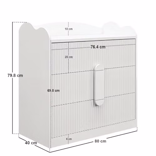 Flair Calista Ribbed Chest of 3 Drawers in White with Soft Close Drawers – 2
