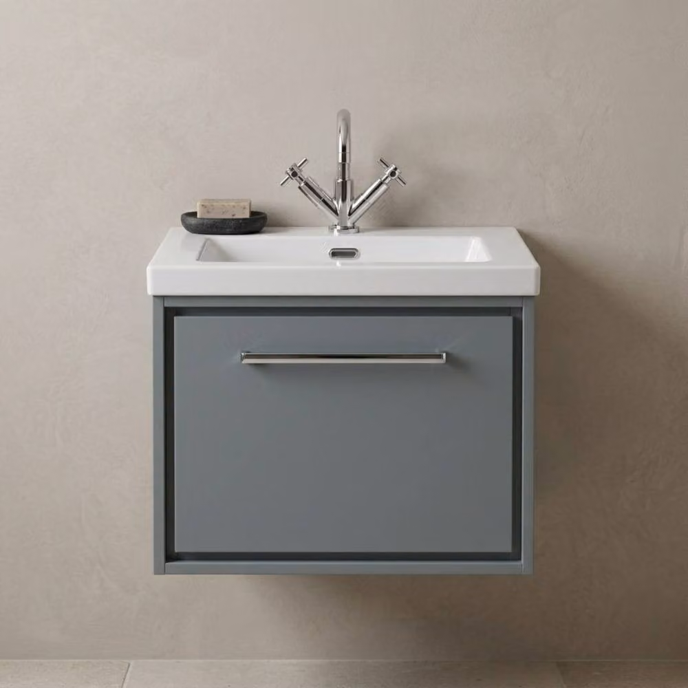 Balterley Wall Hung Fireclay Basin with 1 Soft-Close Drawer, Grey, Width: 60 cm – 2