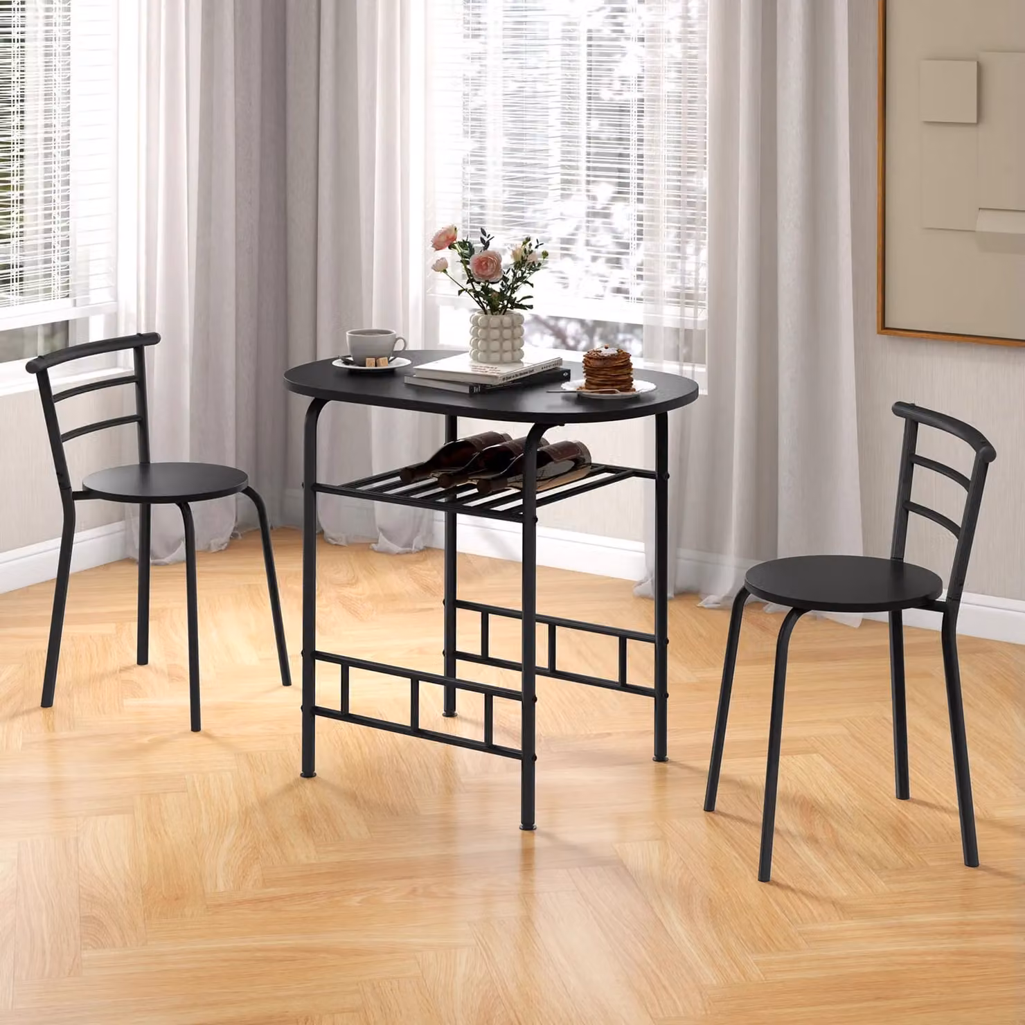 Costway 3-Piece Modern Dining Table and Chairs Set in Black – 3