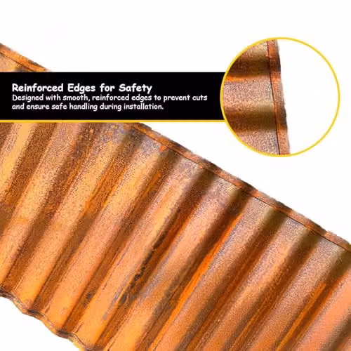 Nicoman Heavy Duty Corrugated Metal Garden Border Edging Roll in Bronze – 4