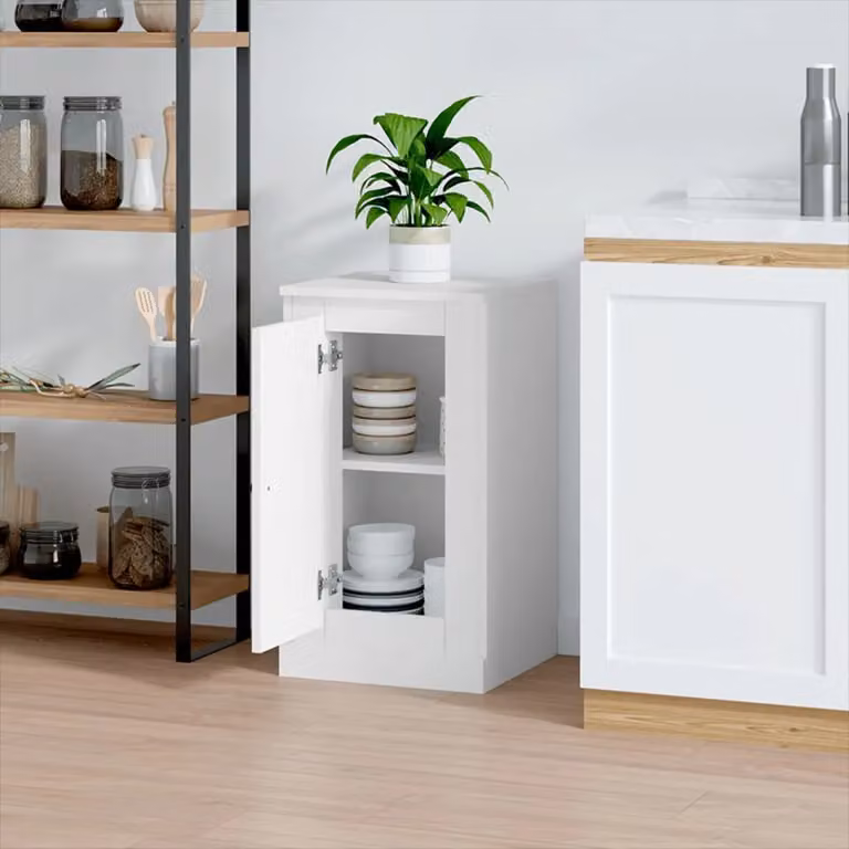 Berkfield Home White Classic Sideboard in Matt MDF, W/D/H: 37.5 x 35.5 x 67.5 cm