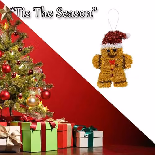VFM e-Store Gingerbread Man Christmas Tinsel Decoration, Brown, H: 16 cm, W: 11 cm – 5