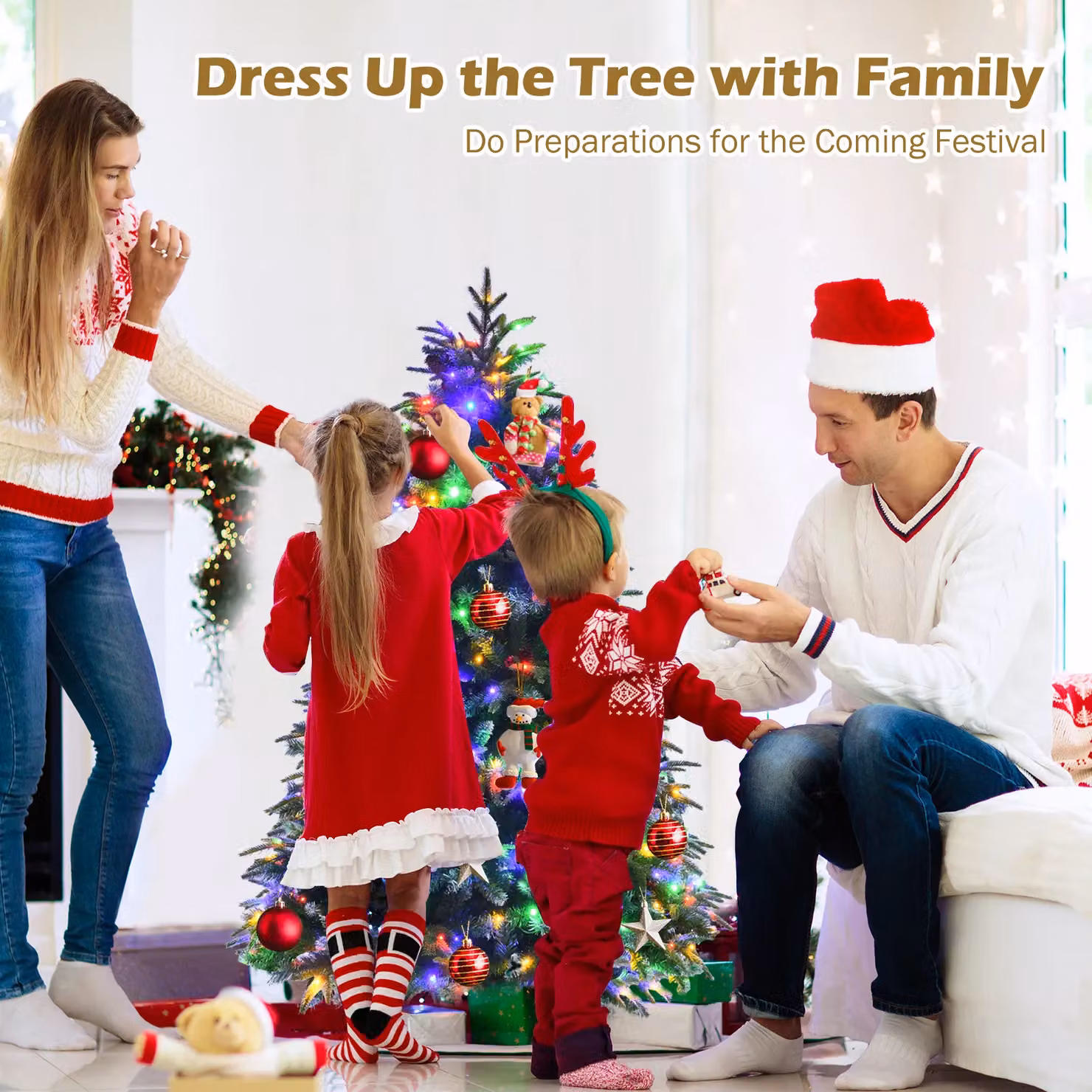 Costway 5FT Pre-Lit Snowy Artificial Christmas Tree with 250 LED Lights and 11 Lighting Modes in Green – 3