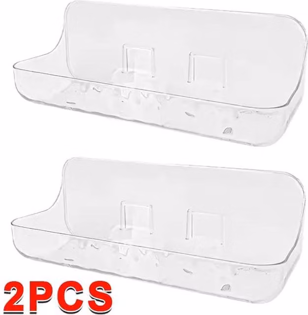 SPETLEK 2-Pack No Drill Adhesive Shower Caddy Shelves in Transparent Plastic – 1