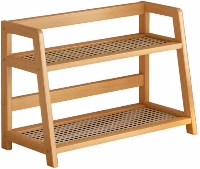 PAWNORA Rustic Brown Wood Kitchen Counter Shelf