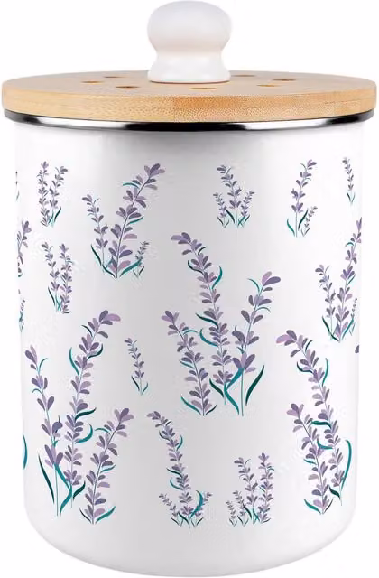 Purely Home Metal Food Waste Caddy with Flip Lid, 2L, Purple and White