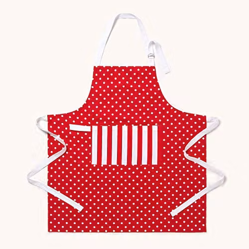 Homescapes Red and White Polka Dot Cotton Unisex Apron – 1