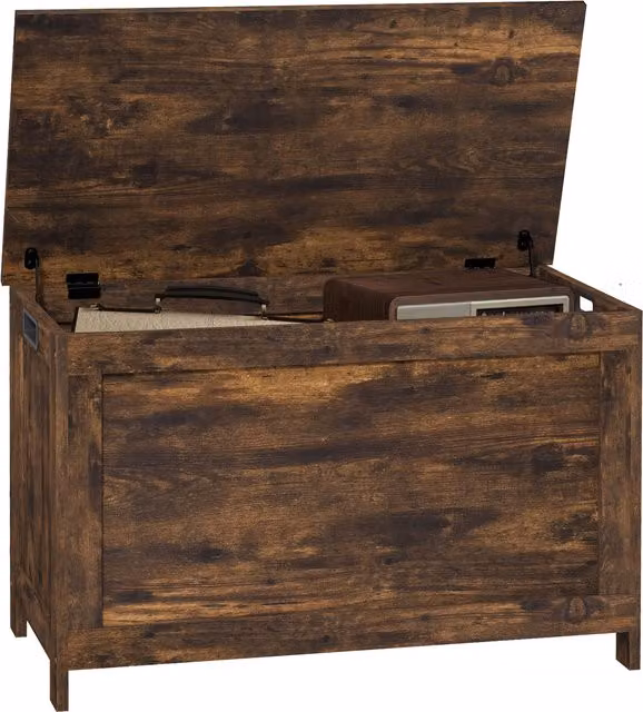 HOMCOM Modern Wooden Storage Chest in Brown with Soft-Close Lid, W/D/H: 76 x 40 x 48 cm – 1