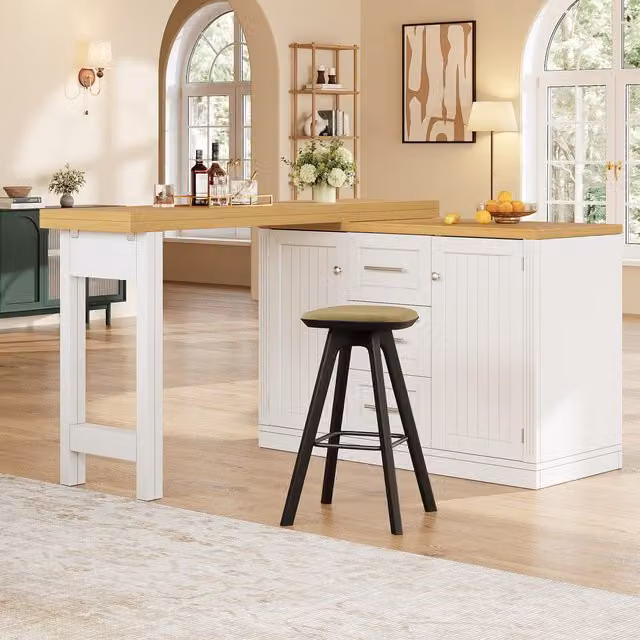Aosom UK Extendable Sideboard and Dining Table Combo with Storage in White, W: 180 cm, D: 80 cm, H: 75 cm – 1