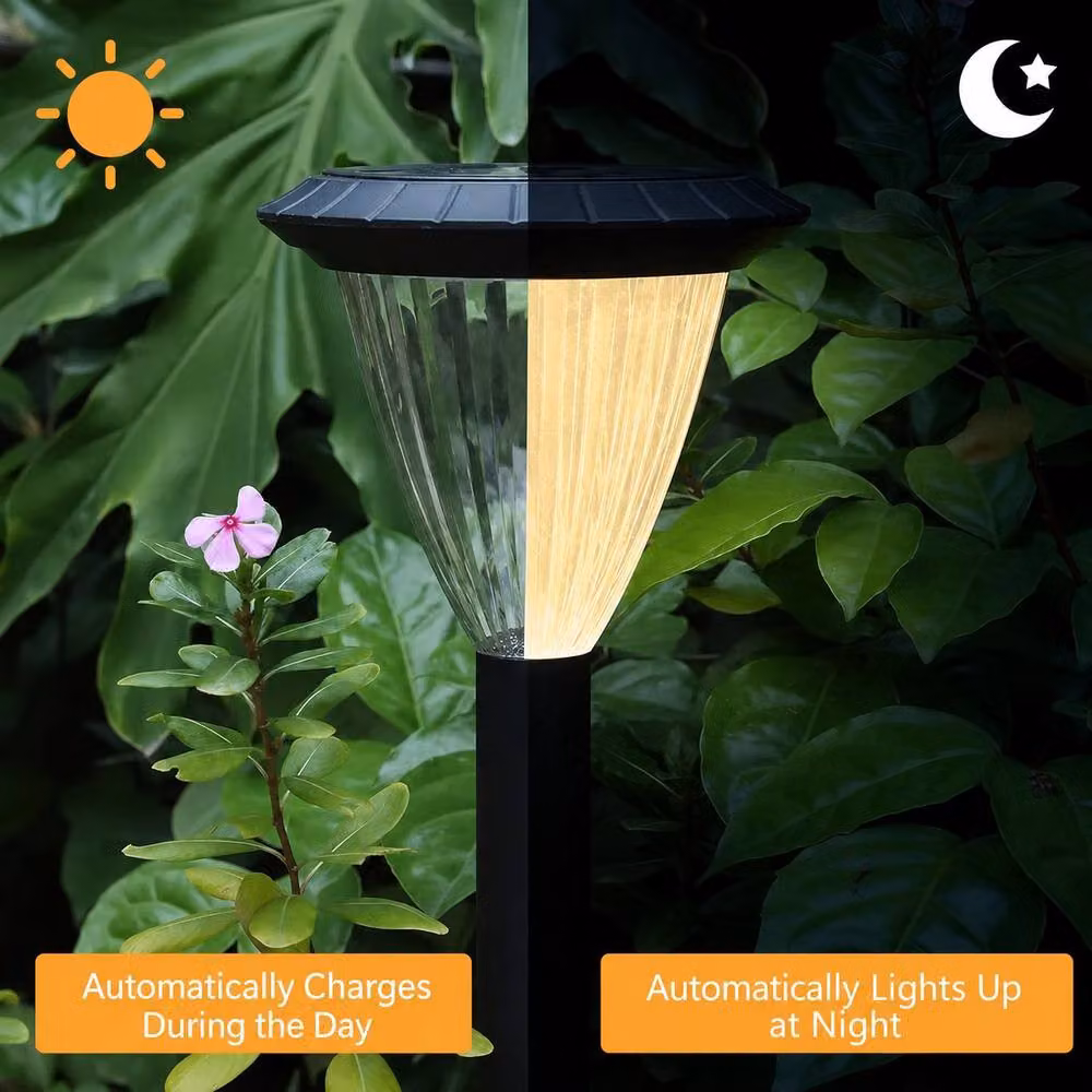 GWSOLAR Solar Garden Path Lights, 5 Pack, Warm White, Black, IP44 Waterproof with Dusk Sensor – 4