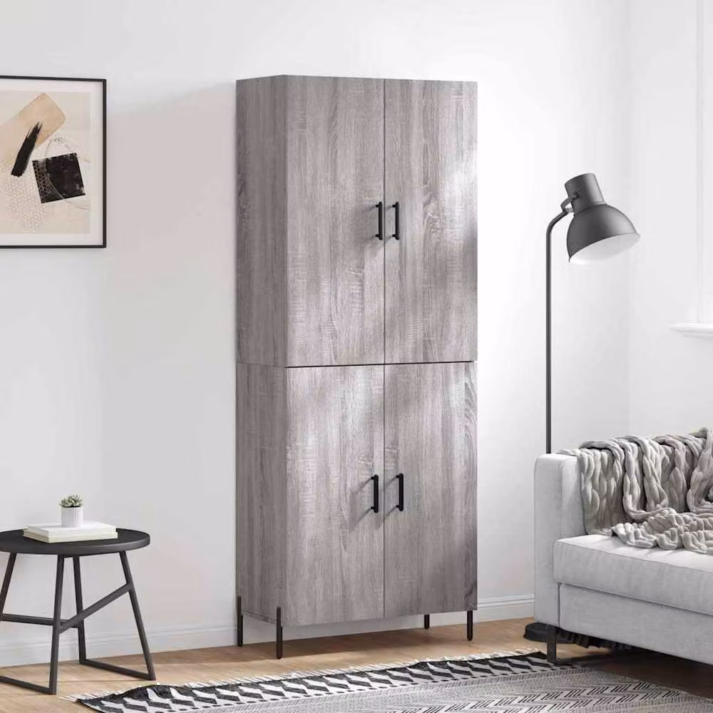 Berkfield Home Modern Grey Matt Highboard with Hinged Doors and Internal Shelves, W/D/H: 69.5 x 34 x 180 cm – 2