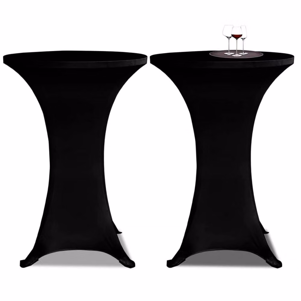 Berkfield Home Black Stretch Standing Table Covers, 2 Pack, Diameter: 70 cm – 2