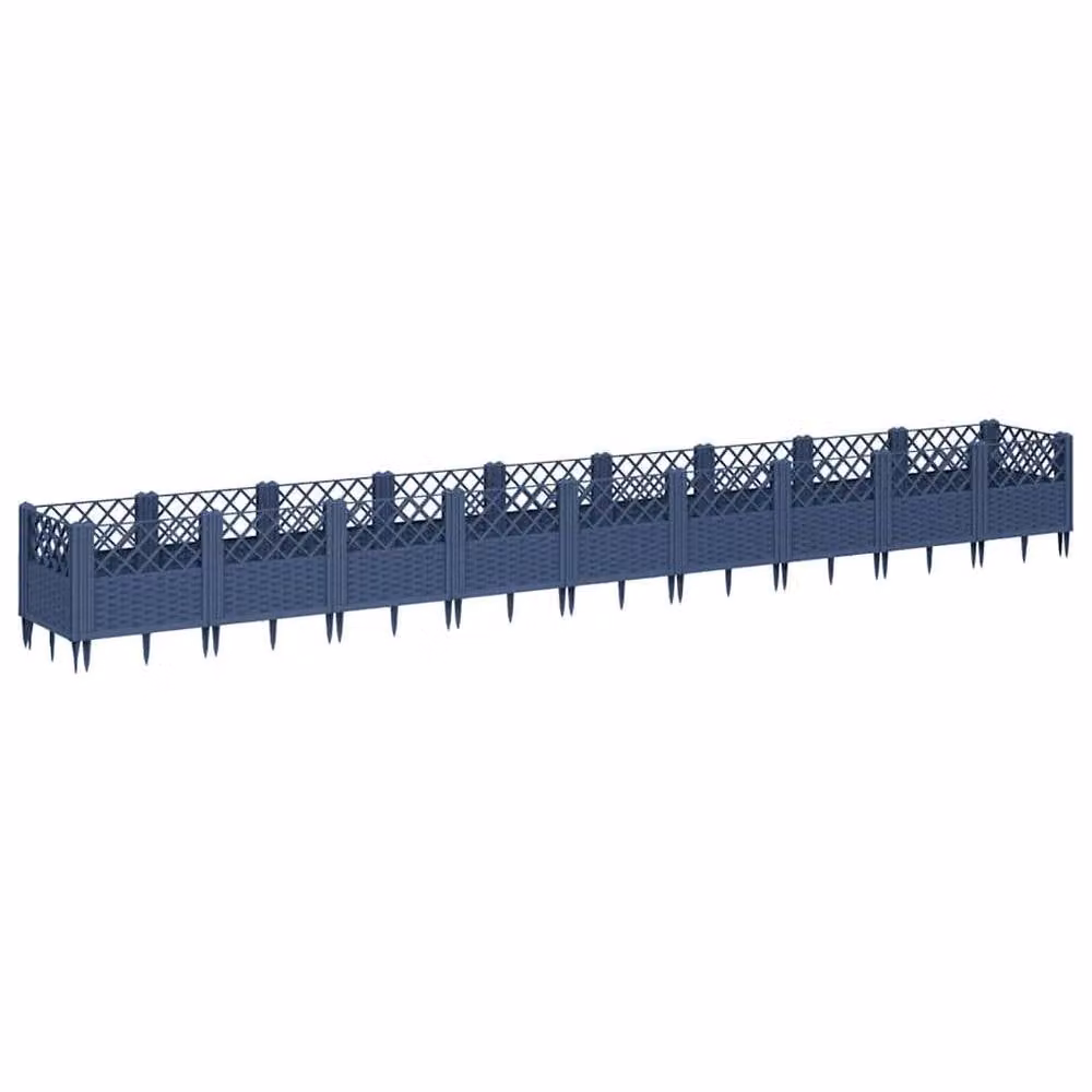 Berkfield Home Beautiful Garden Planter with Pegs in Blue Grey, W: 363.5 cm, D: 43.5 cm, H: 43.5 cm – 3