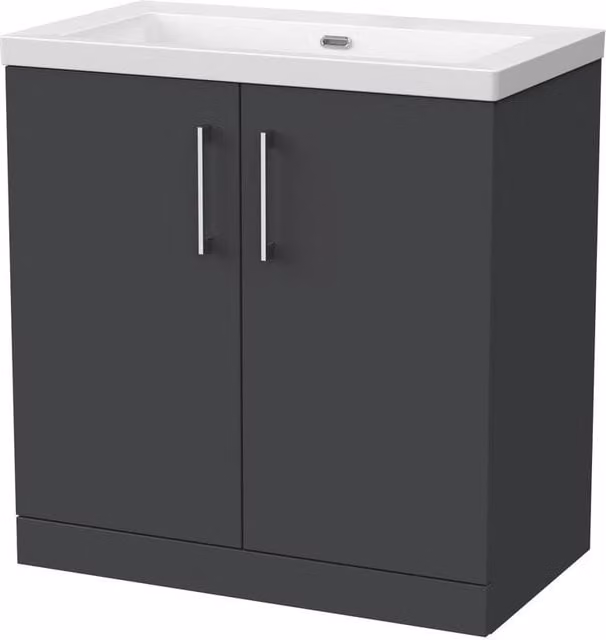 Balterley Pershall 2 Door Vanity Unit and Fireclay Basin, Dark Grey, Width: 80 cm