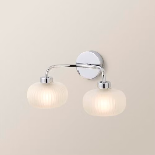 ValueLights Chrome Up and Down LED Wall Light with Glass Shades, IP44 Rated for Bathroom and Home Use
