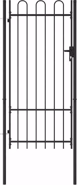 Berkfield Home Durable Steel Single Arched Top Fence Gate, Black, W: 1 m, H: 2 m – 1