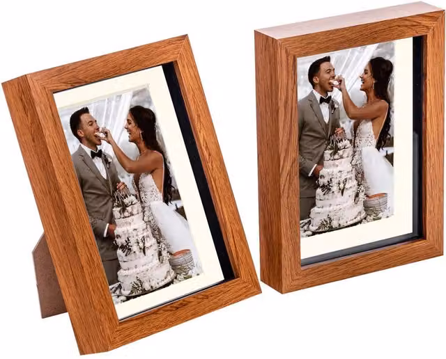 Nicola Spring Rectangular 3D Shadow Box Photo Frame, Brown and White, W/H: 15 x 20 cm – 2