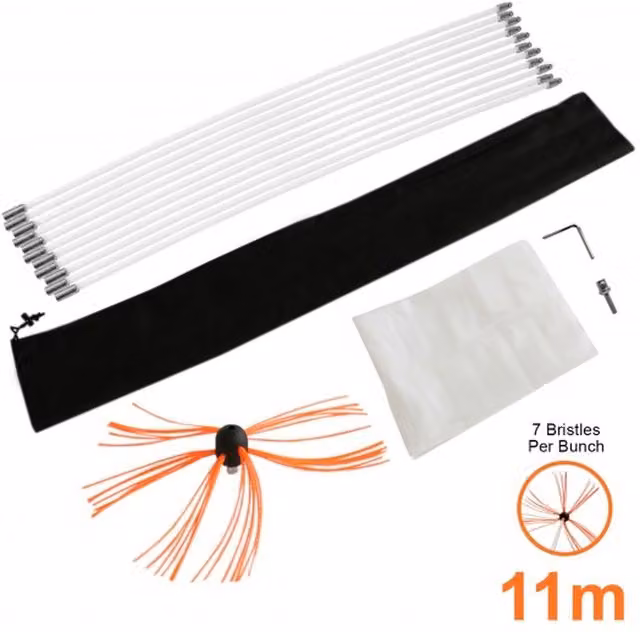 MAXBLAST Powered Chimney Sweep 11m Cleaning Kit in Orange