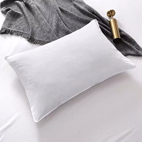 HomeSpace Direct Duck Feather and Down Pillow Pair with White Cotton Cover – 1