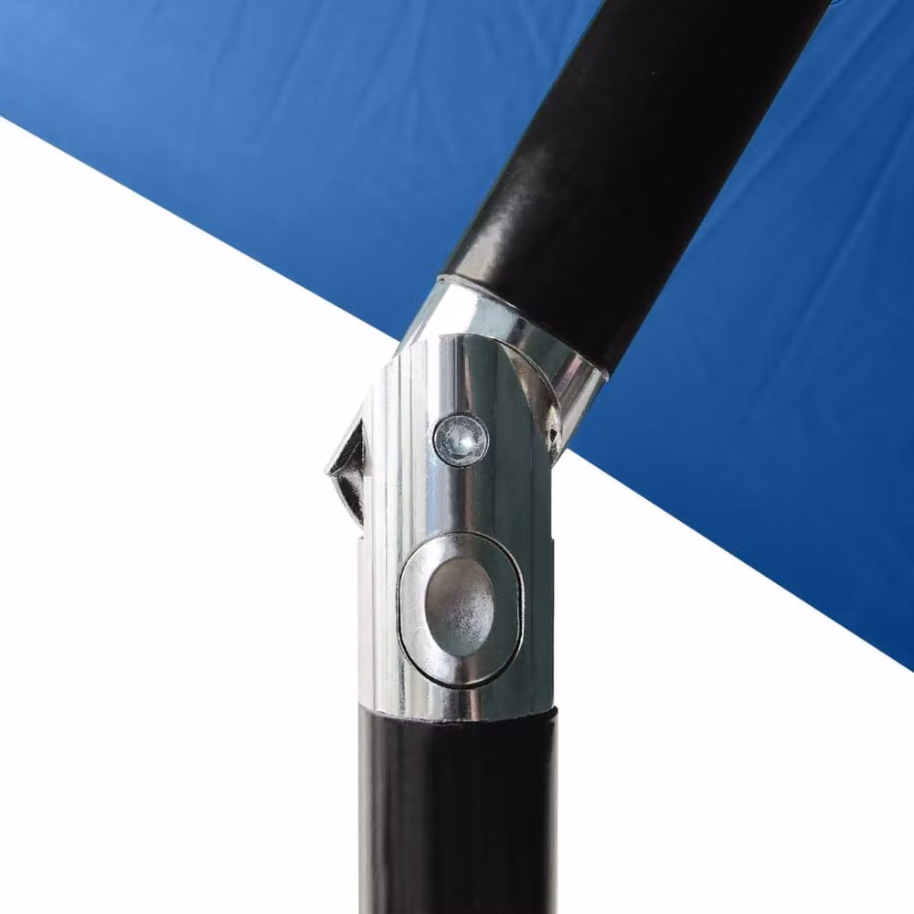 Berkfield Home Parasol with LEDs and Steel Pole, Azure Blue, W: 300 cm, D: 200 cm, H: 247 cm – 2