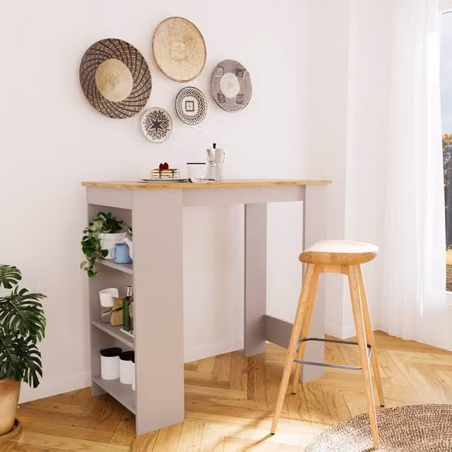 Bimossa Serina Bar Table in Warm Oak and Light Grey, W/D/H: 101.8 x 51.5 x 101.8 cm
