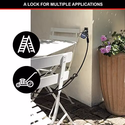 Master Lock Garden Security Kit with Black Stainless Steel Cable and Key Padlock, 4.5 m – 2