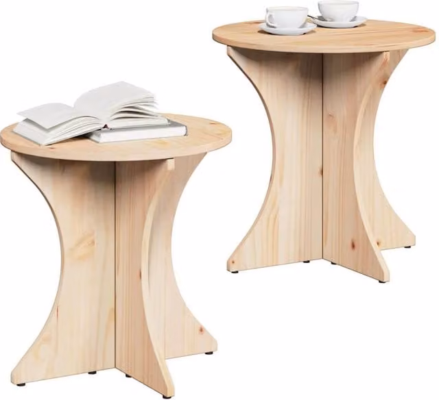 Berkfield Home Traditional Nested Coffee Table Set, 2 Pieces, Natural Solid Pine Wood in Beige