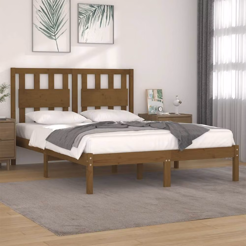 Berkfield Home Rustic Solid Wood Pine Bed Frame, Brown, 200 x 200 cm – 2