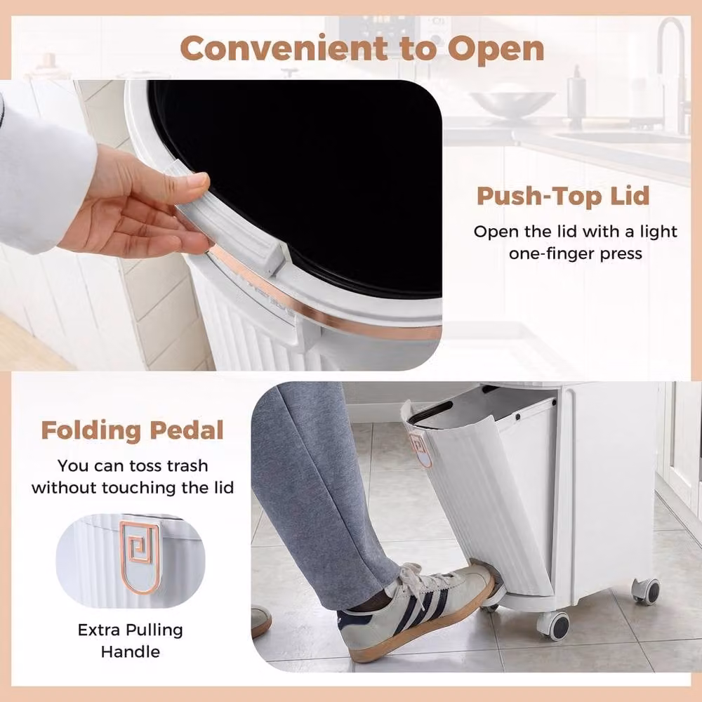 VOGREX 43L Double Sorting Pedal Trash Can with Lid, White – 4