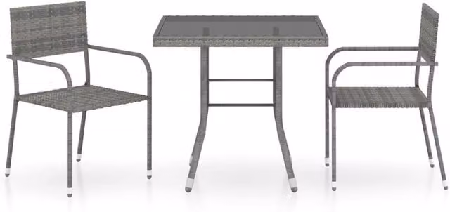 Berkfield Home 3 Piece Modern Poly Rattan Garden Dining Set in Anthracite and Grey