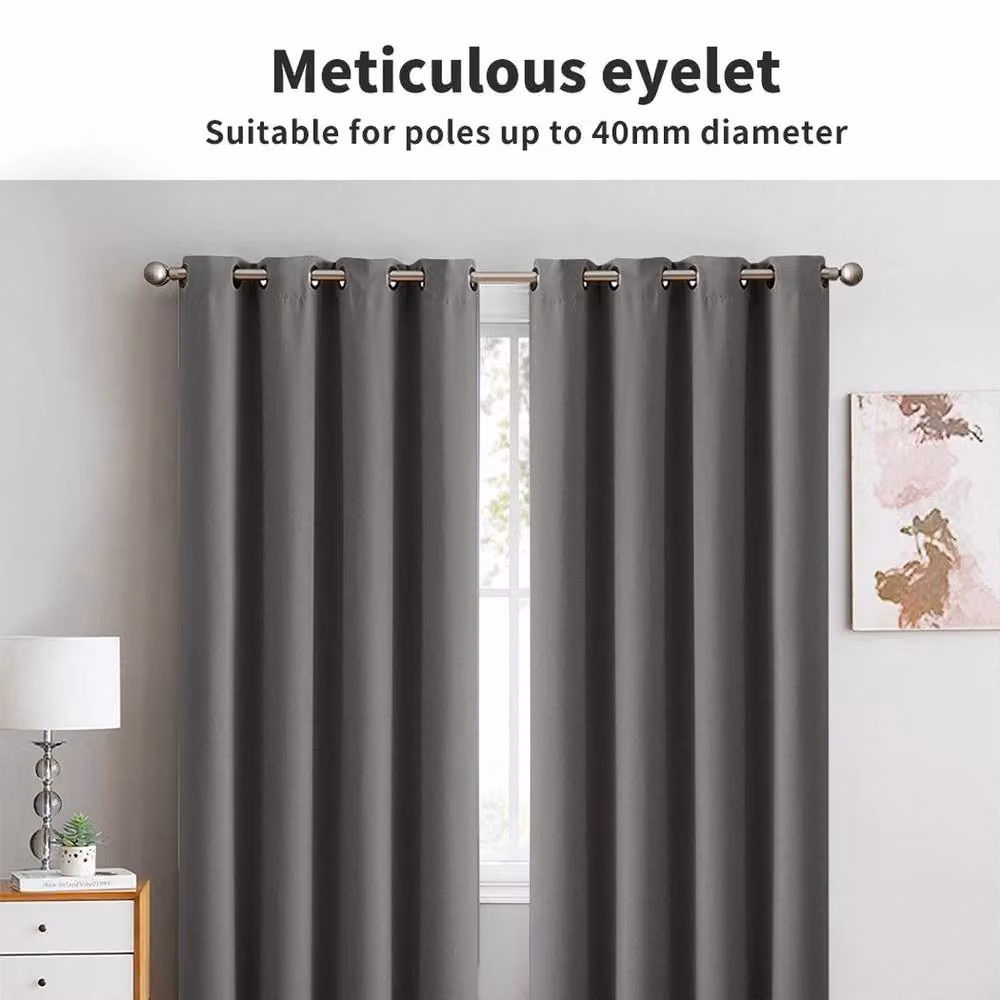 VOGREX 2 Pack Grey Thermal Blackout Eyelet Curtains – 5