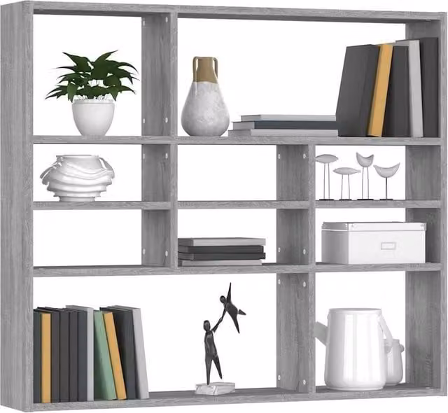 Berkfield Home Wall Mounted Shelf in Grey Sonoma, W/D/H: 90 x 16 x 78 cm – 1