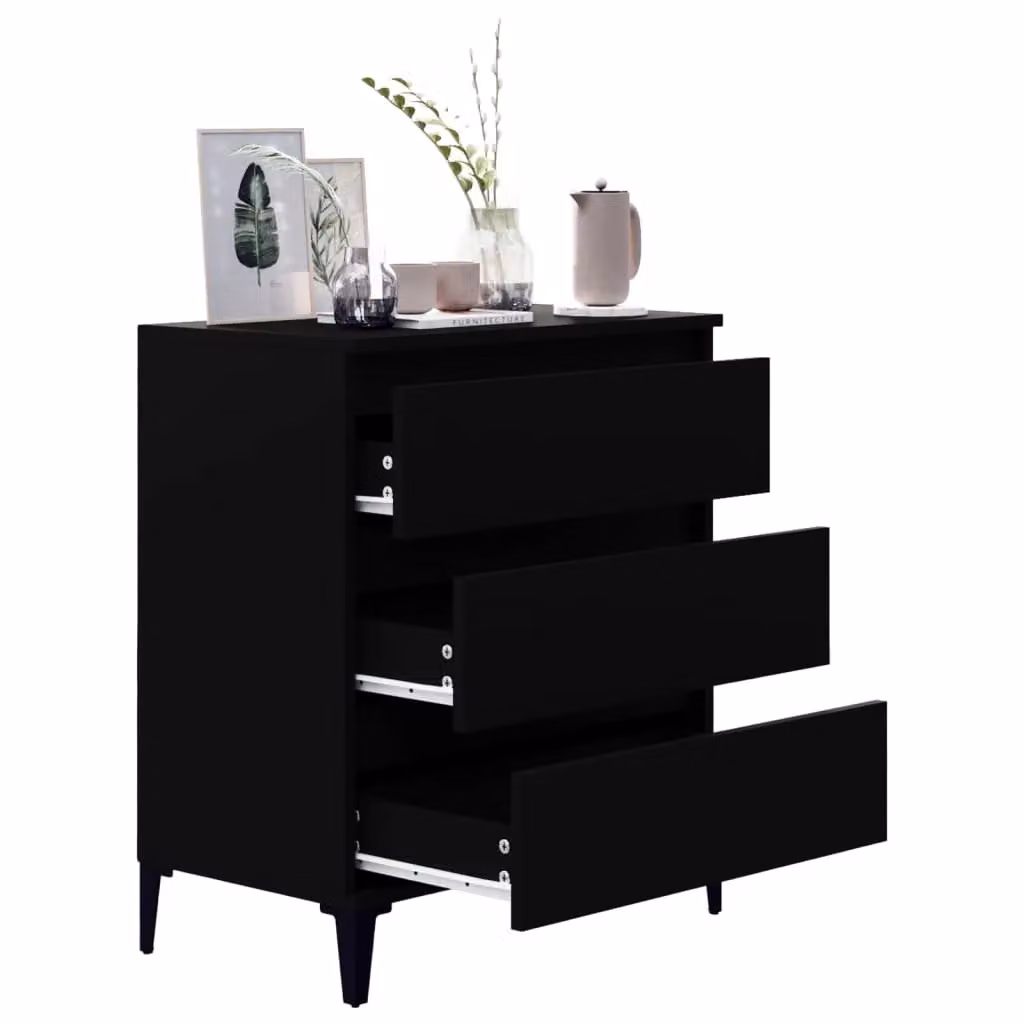 Berkfield Home Black Matt Minimalist Sideboard in MDF, W/D/H: 60 x 35 x 70 cm – 3