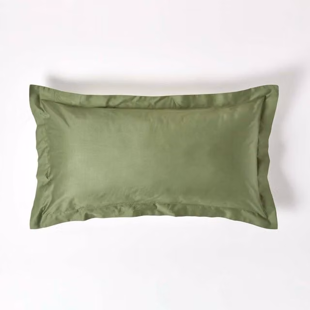 Homescapes Organic Egyptian Cotton Kingsize Oxford Style Pillowcase, Moss Green