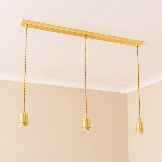 Shaw 3 Way Drop Bar Adjustable Pendant Ceiling Lampholder in Brushed Gold/Brass
