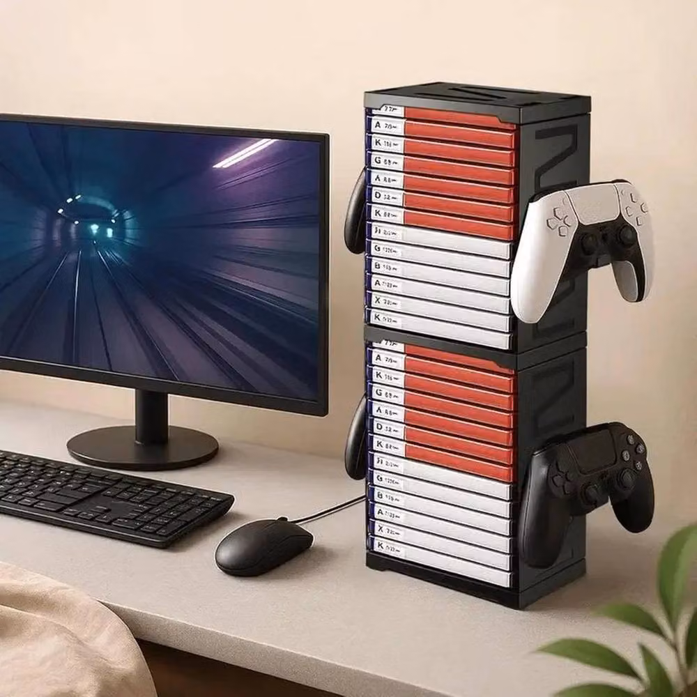 VOGREX 24 Disc Universal Game Storage Tower for PS5, PS4, Xbox and Nintendo Switch in Black – 6