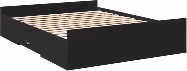 Berkfield Home Modern Bed Frame with Drawers in Black, W/D/H: 150 x 40 x 203 cm