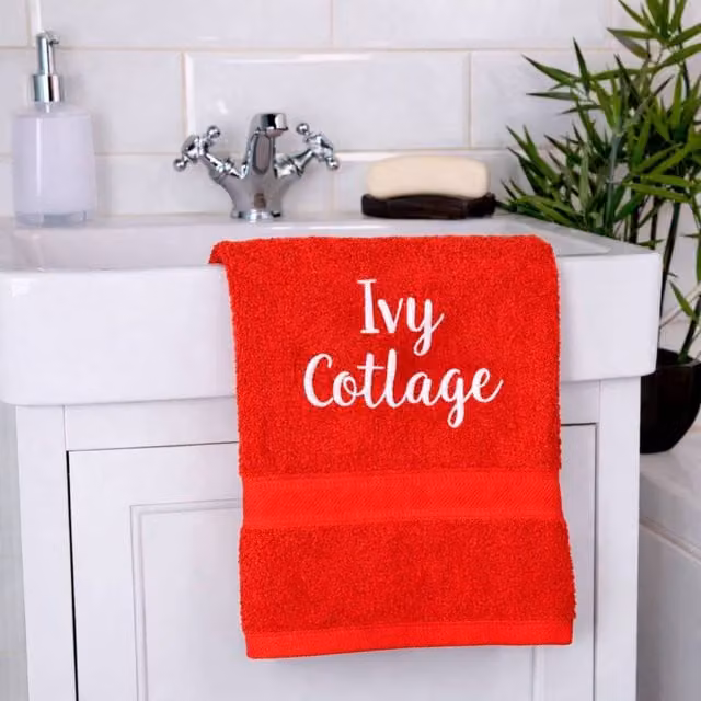 Duncan Stewart Personalised Luxury Red Cotton Terry Hand Towel
