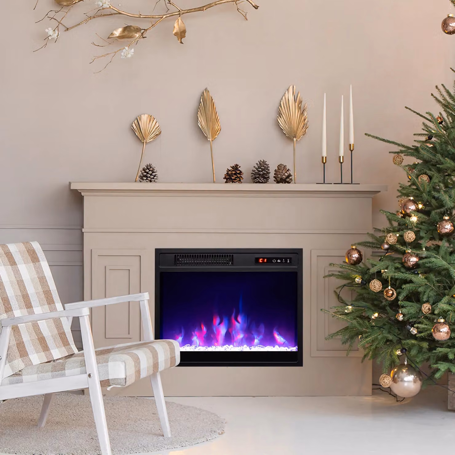 Costway 18 inch Electric Fireplace Insert Heater in Black – 7