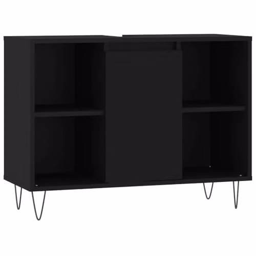 vidaXL Black Industrial Bathroom Cabinet with Internal Shelves, W/D/H: 80 x 33 x 60 cm