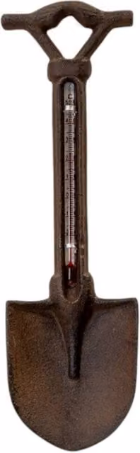 Four Candle Cast Iron Spade Wall Thermometer in Dark Brown