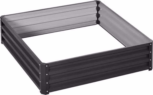 Outsunny Raised Garden Bed Box with Weatherised Steel Frame for Vegetables, Flowers and Herbs, Grey, W/D/H: 120 x 120 x 30 cm – 1