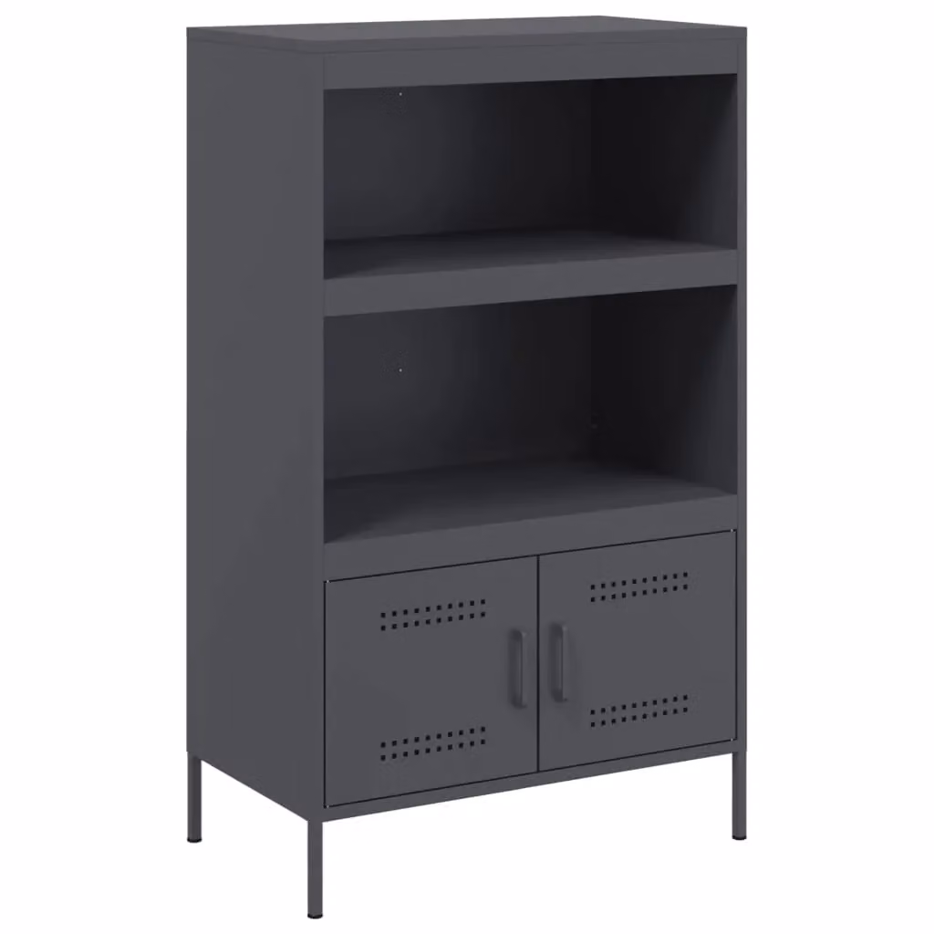 Berkfield Home Industrial Anthracite and Brown Metal Highboard W/D/H: 68 x 39 x 113 cm – 2