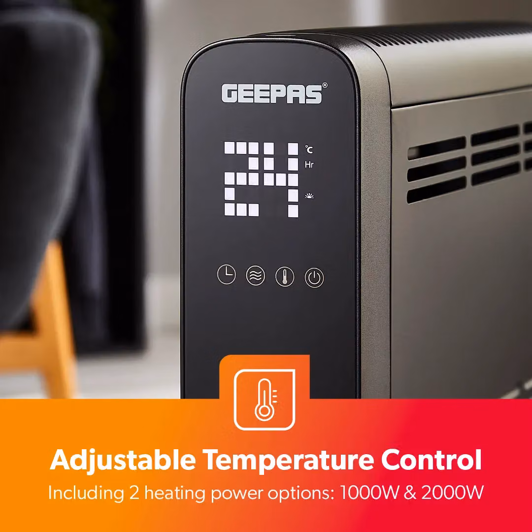Geepas 2000W Smart WiFi Electric Convector Heater with Timer and App Control in Black – 3